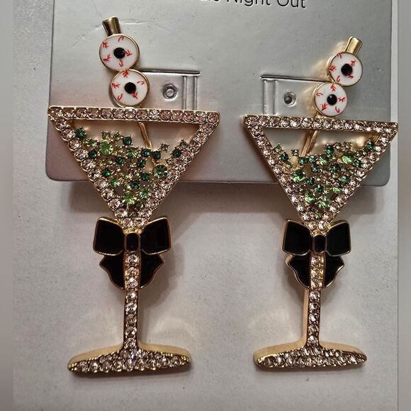 Sugarfix by Baublebar Olive Martini Pass The Spirits  Halloween Theme Earrings - Picture 3 of 6
